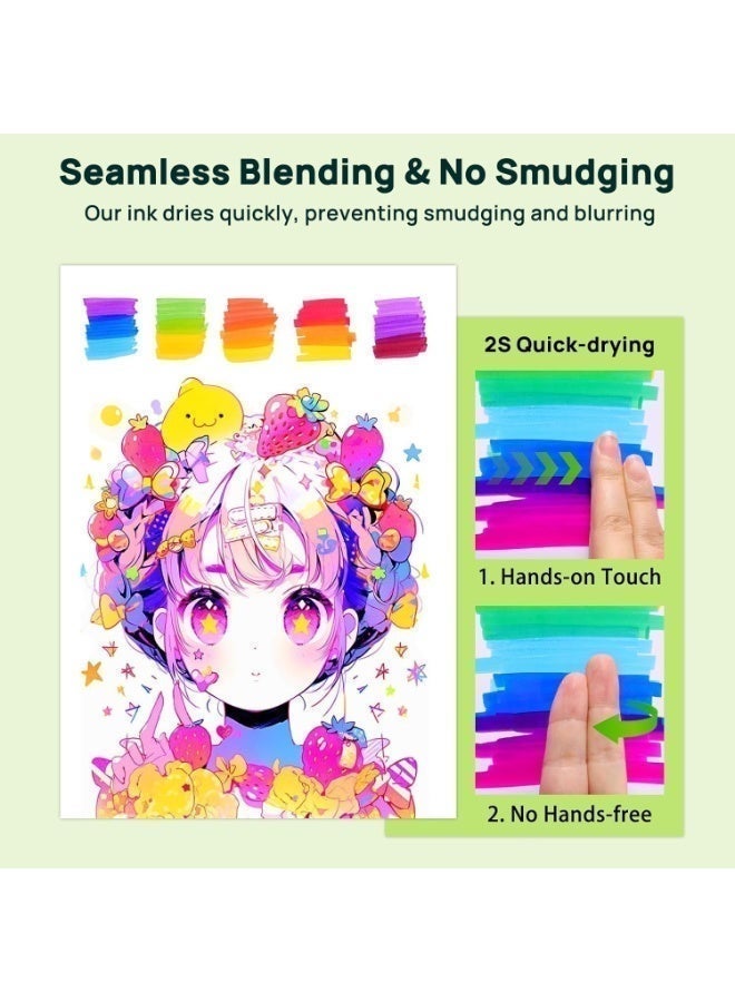 Graphic Marker Set (120 Colors) Multicolor Dual-Tipped  Based Markers with Bag for Sketching, Calligraphy, and Design - Coloring Pen Set - Coloring and Drawing Ink for Kids and Adults - Perfect Coloring Pen Set for Artists and Hobbyists with Stylish Carrying Case Suitable for Art Gifts - Graffiti, Coloring, Outlining, Shading - Marker and Painting Projects with Bag - Image 4